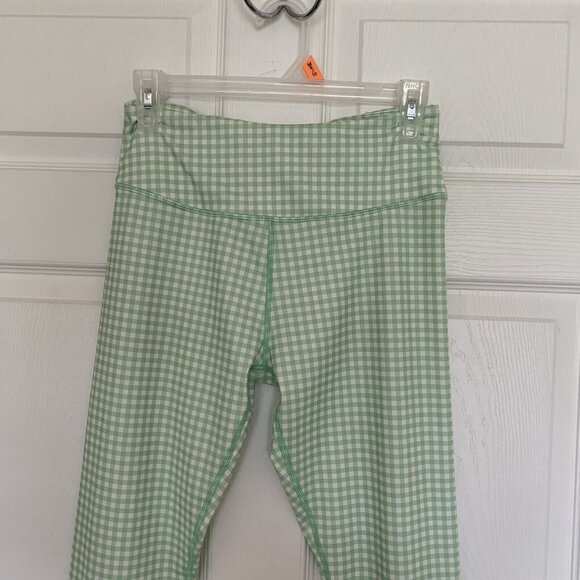LA + Image Women’s Medium Leggings Green White Gingham Pants Excercise - Picture 2 of 9
